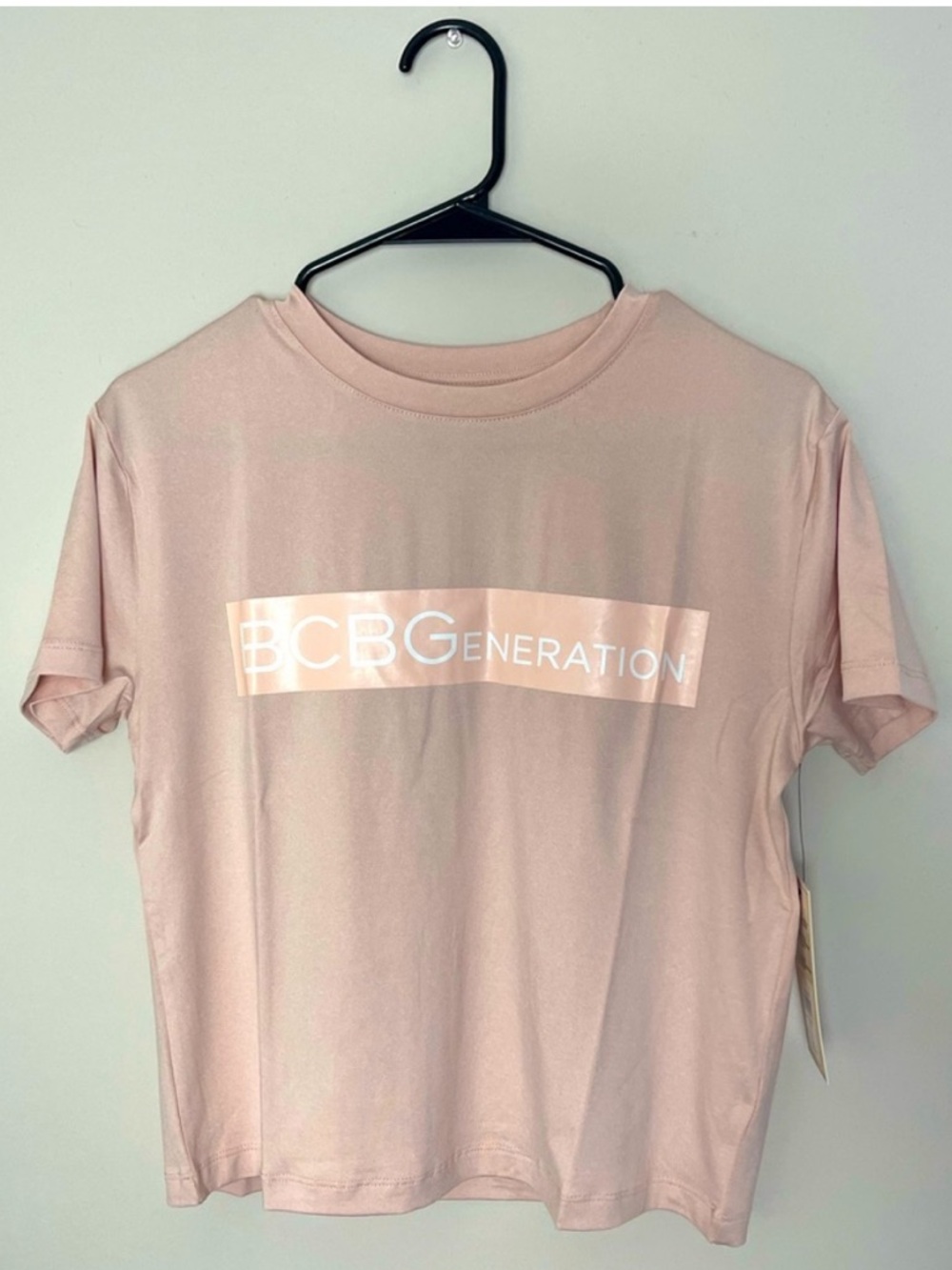 BCBGeneration Blush Pink Logo Short Sleeve Tee Sz small
